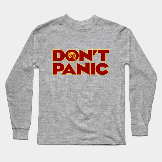 Don't Panic Hitchhikers Guide To The Galaxy Long Sleeve T-Shirt by Rebus28